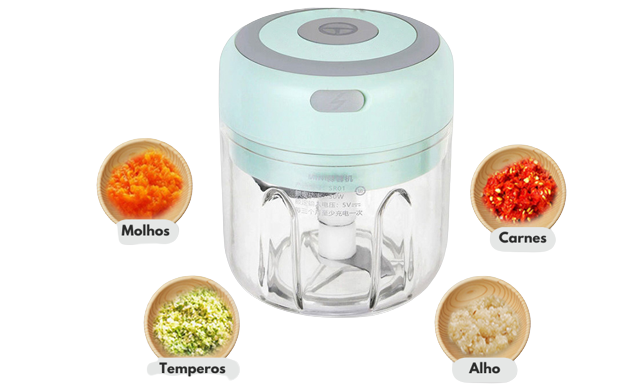 Mini Processador de Alimentos Elétrico